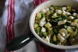 Zucchini mix, ready for the eggs.